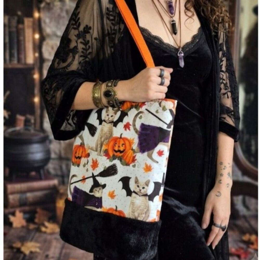Witch cat Halloween Tote Meowgical Trick or Treat Bag for Market & Everyday Use